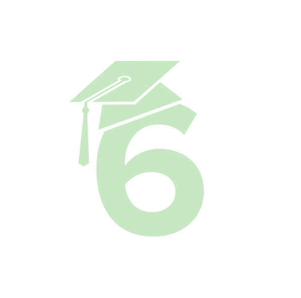 A number 6 icon with a gradcap on top