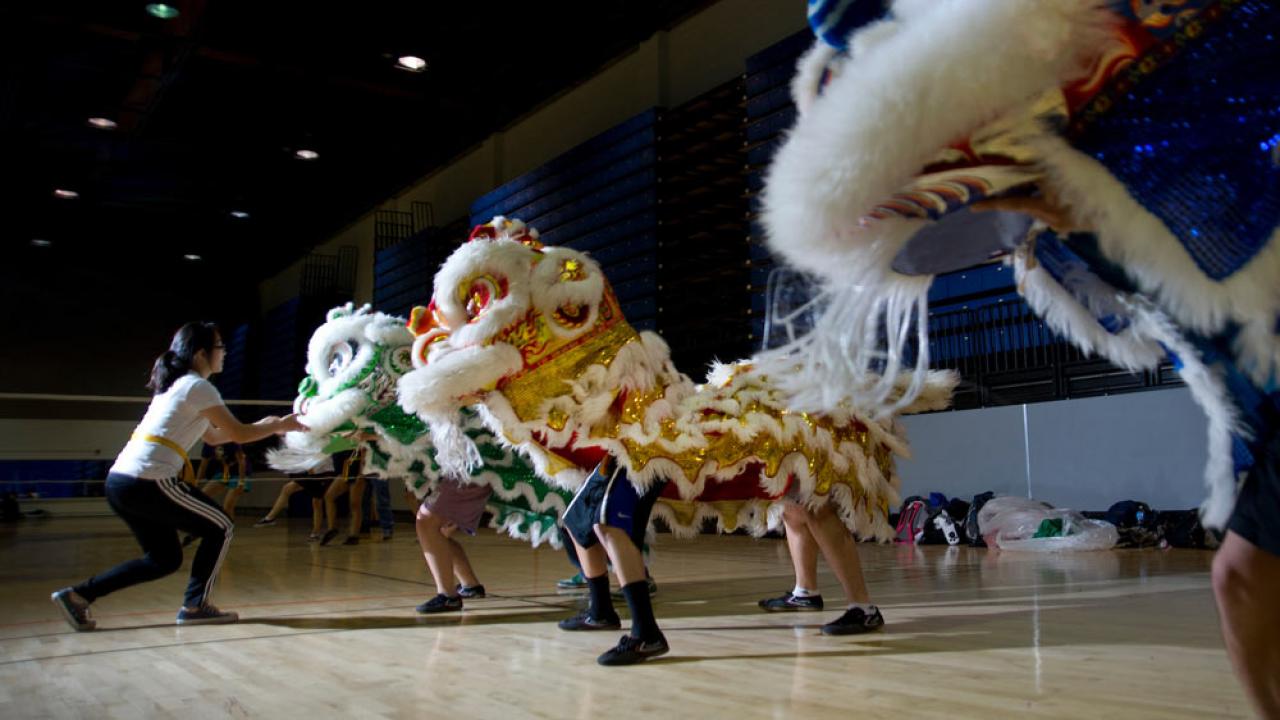 Students practice in the dancing lion dance club at 澳门六合彩开奖结果走势图
